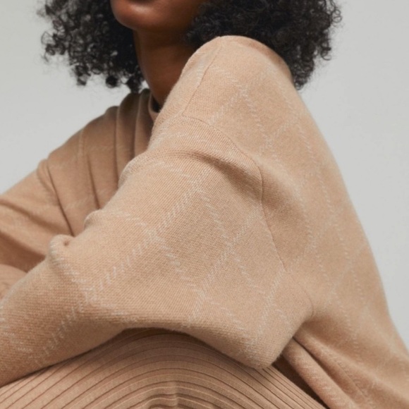 Lunya Cozy Cotton Silk Blend Windowpane Beige Sweater {XS} - Picture 5 of 9
